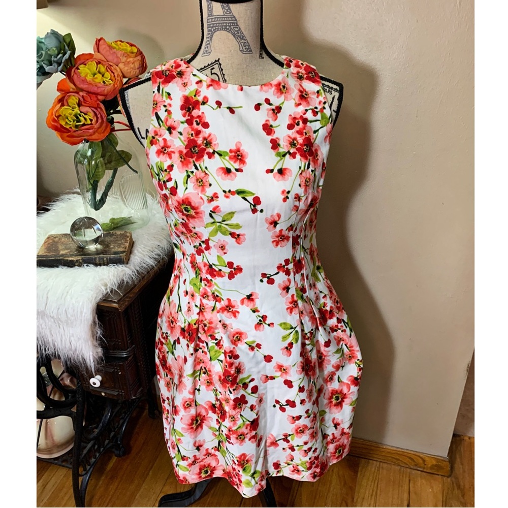 Ralph Lauren Lauren Dress Pink Floral Cotton Shift Dress Size 8P
